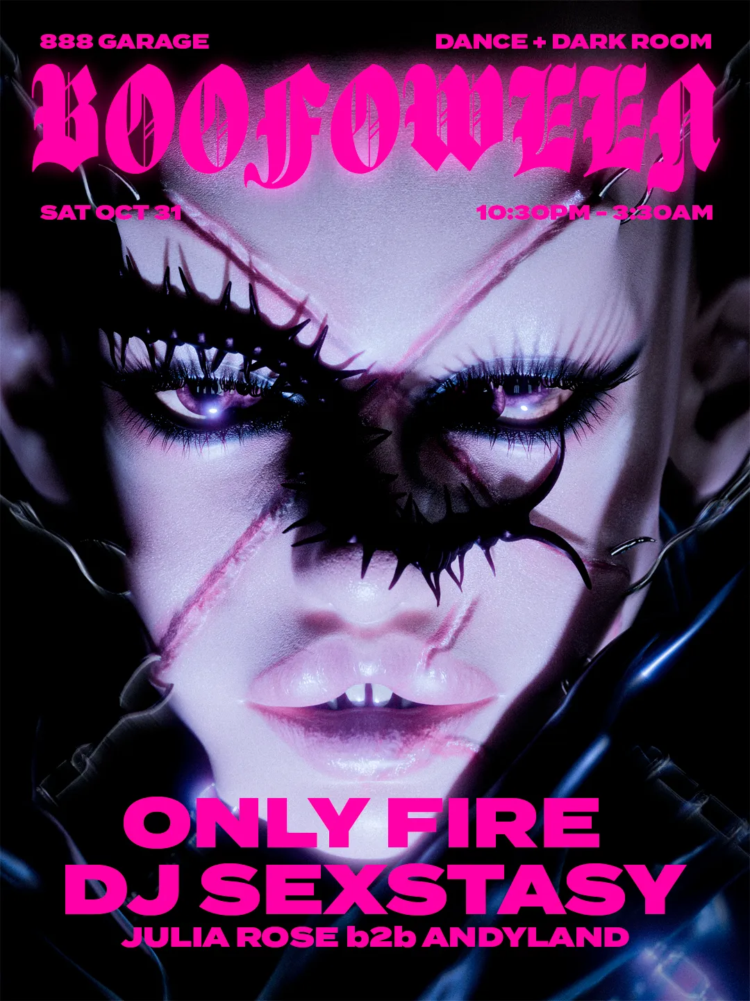 Boofoween: Only Fire, DJ Sexstasy, Queenie, Andyland flyer